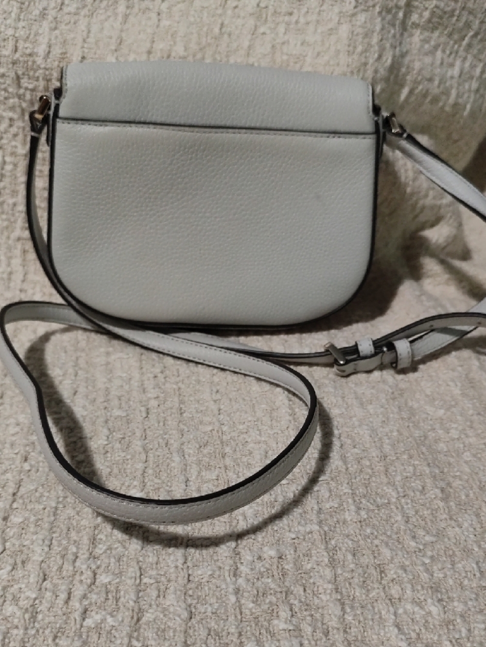 kate spade White Pebbled Leather Crossbody Saddle Bag - Picture 6 of 6